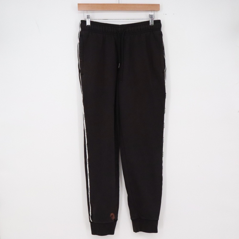 Reebok Sweatpants Mens S Joggers Black Tape Logo Side Stripe Fair